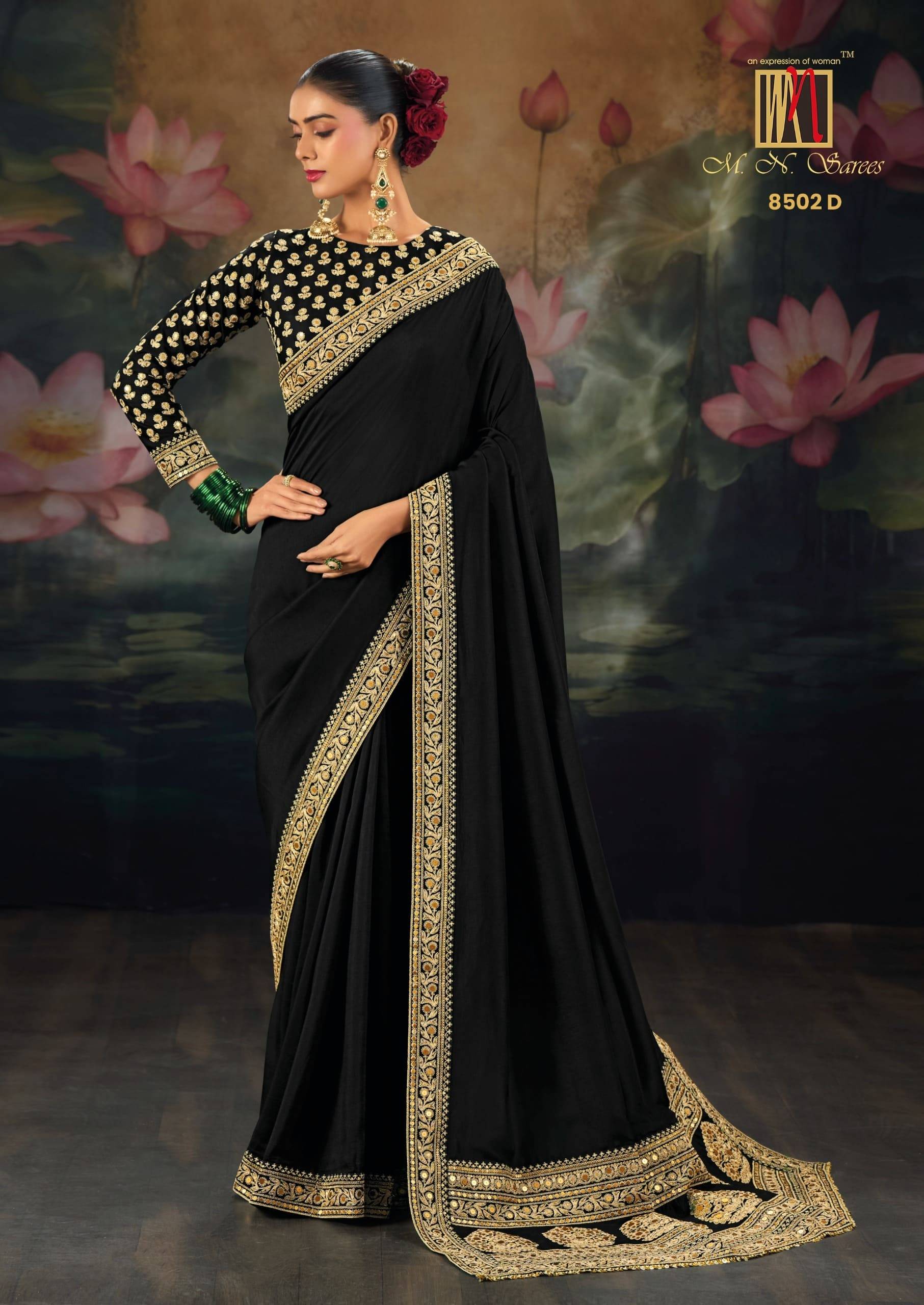 8500 SERIES By M.N Saree 8501 To 8508 Series Indian Traditional Wear Collection Beautiful Stylish Fancy Colorful Party Wear & Occasional Wear Silk Sarees At Wholesale Price